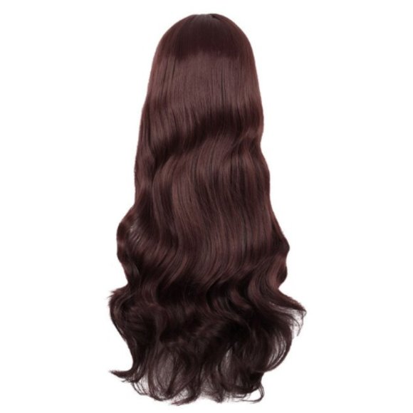 $FINAL$ 28 inch/70 cm Long Wavy Hair with Swept Bangs Mahongany Medium Brown - Picture 2 of 5
